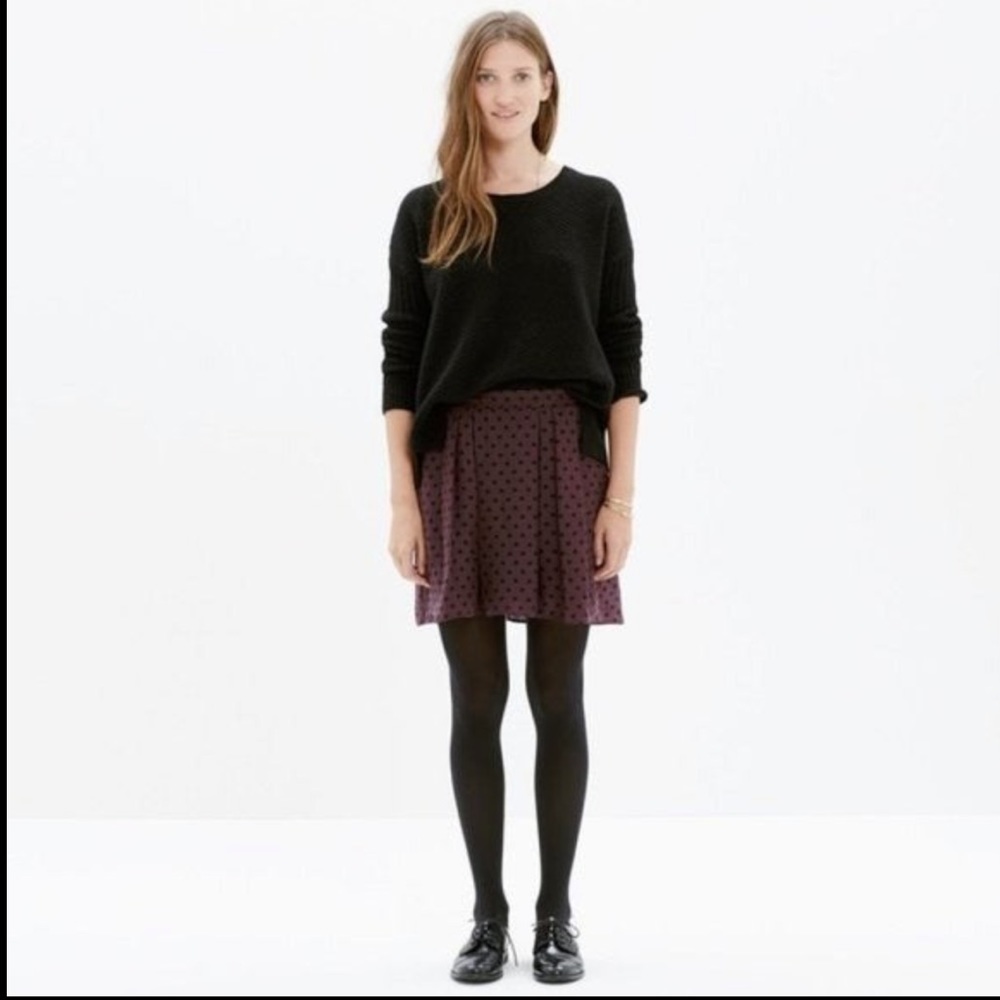 Plum black polka dot pelted skirt